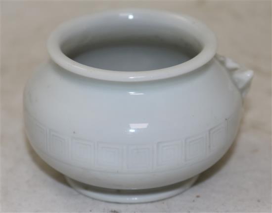 A Chinese Dehua blanc de chine water-pot, impressed seal mark for Lin Jesheng, late 18th century, width 18.5cm